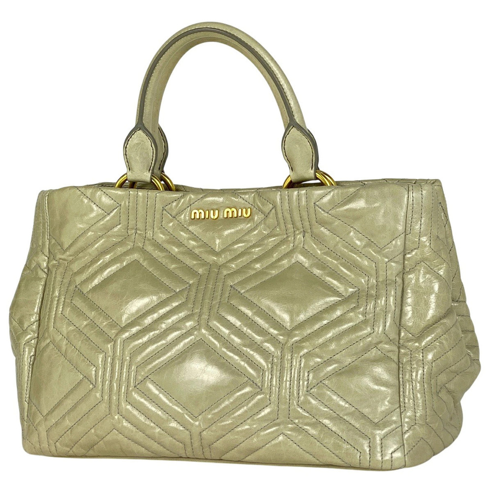 Miu Miu Handbag Leather Green Beige Cream